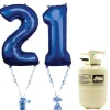 Age 21 Blue Foil Kit With Helium, Ribbon And Weights<Party Delights Outlet