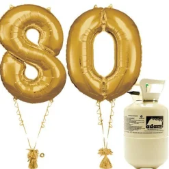 Age 80 Gold Foil Kit With Helium, Ribbon And Weights<Party Delights Discount