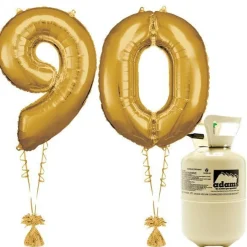 Age 90 Gold Foil Kit With Helium, Ribbon And Weights<Party Delights Online