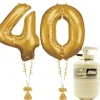 Age 40 Gold Foil Kit With Helium, Ribbon And Weights<Party Delights Sale
