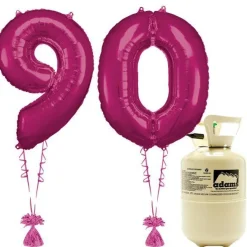 Age 90 Pink Foil Kit With Helium, Ribbon And Weights<Party Delights Online