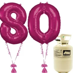 Age 80 Pink Foil Kit With Helium, Ribbon And Weights<Party Delights Discount