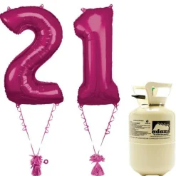 Age 21 Pink Foil Kit With Helium, Ribbon And Weights<Party Delights New