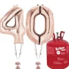 Age 40 Rose Gold Foil Kit With Helium, Ribbon And Weights<Party Delights