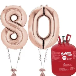 Age 80 Rose Gold Foil Kit With Helium, Ribbon And Weights<Party Delights Sale