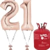 Age 21 Rose Gold Foil Kit With Helium, Ribbon And Weights<Party Delights Outlet