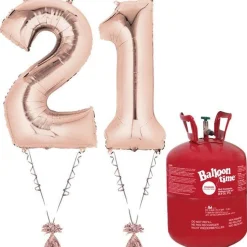 Age 21 Rose Gold Foil Kit With Helium, Ribbon And Weights<Party Delights Outlet