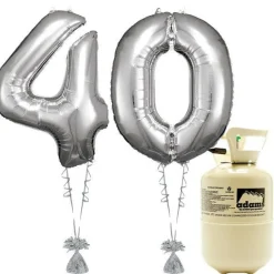 Age 40 Silver Foil Kit With Helium, Ribbon And Weights<Party Delights Clearance