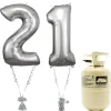 Age 21 Silver Foil Kit With Helium, Ribbon And Weights<Party Delights Discount