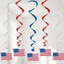 American Flag Hanging Swirl - 4Th July Decoration (5Pk)<Party Delights New