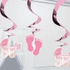Baby Girl Hanging Swirl Decoration (5Pk)<Party Delights Sale
