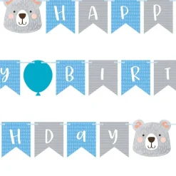 Birthday Bear Ribbon Banner With 1St Birthday Stickers - 1.9M<Party Delights Best