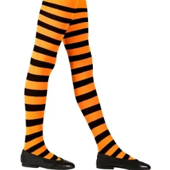 Party Delights Costume Accessories<Black & Orange Tights11-14 Yrs