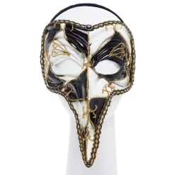 Black & White Long Nose Masquerade Mask<Party Delights