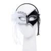 Black & White Masquerade Mask With Feathers & Beads<Party Delights Discount