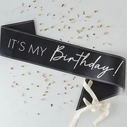 Black And Nude 'It's My Birthday' Sash<Party Delights Sale