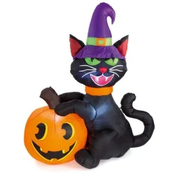 Party Delights Props<Black Cat & Pumpkin Inflatable - 1.8M