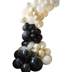 Black, Cream, Nude And Champagne Chrome Balloon Arch - 70 Balloons<Party Delights Discount