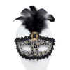 Black Glittery Masquerade Mask With Tall Feather & Gem<Party Delights Hot