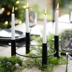 Party Delights Tableware<Black Metal Circular Candle Holder - 27.5Cm