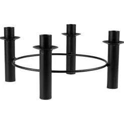 Party Delights Tableware<Black Metal Circular Candle Holder - 27.5Cm