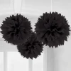 Black Pom Pom Decorations - 40Cm (3Pk)<Party Delights Best