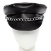 Black Punk Rock Biker Cap<Party Delights Outlet
