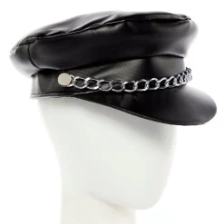 Black Punk Rock Biker Cap<Party Delights Outlet