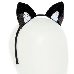 Black Sequin Cat Ears Headband<Party Delights Outlet