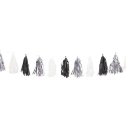 Black, Silver & White Tassel Garland Decoration - 2.7M<Party Delights Best
