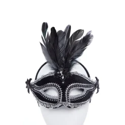 Black Velvet Masquerade Mask With Feathers<Party Delights Sale