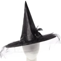 Black Witch Hat With Flower<Party Delights Online