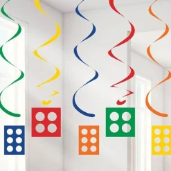 Block Party Hanging Swirls - 99Cm (5Pk)<Party Delights