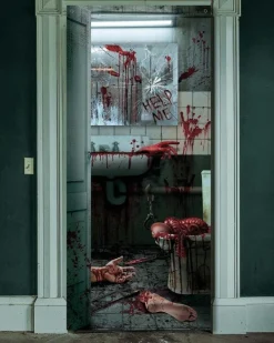 Party Delights Window & Door Decorations<Bloody Bathroom Door Scene