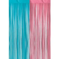 Blue & Pink Gender Reveal Foil Backdrop Curtain<Party Delights