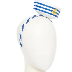 Blue & White Mini Sailor Hat Headband<Party Delights