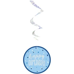 Blue 'Happy Birthday' Hanging Swirls - 80Cm<Party Delights Hot