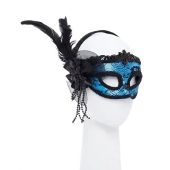Blue Masquerade Mask With Feathers<Party Delights Sale