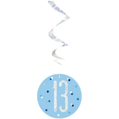 Blue 13Th Birthday Hanging Swirls - 80Cm (6Pk)<Party Delights Clearance