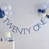 Blue Twenty One Paper Banner With Latex Balloons - 1.5M<Party Delights