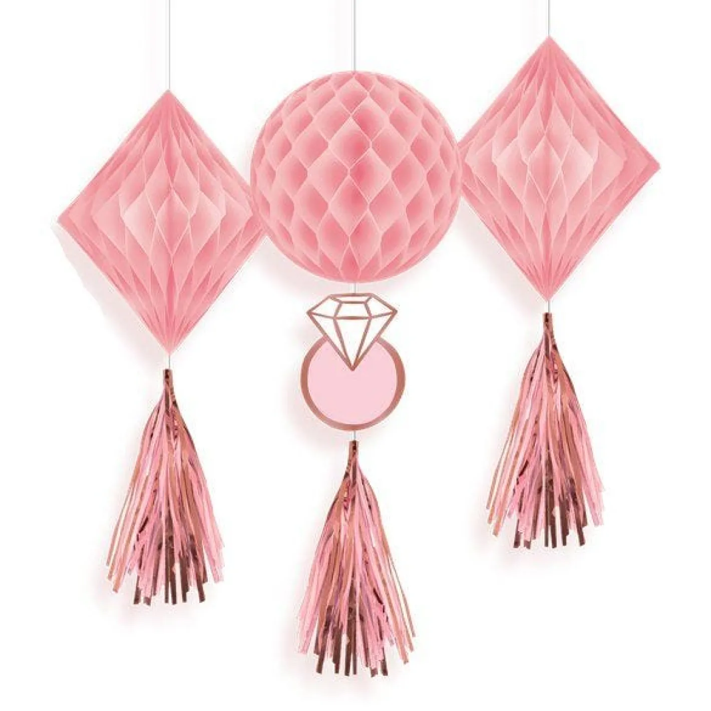 Blush Hen Party Honeycomb Tassel Decorations (3Pk)<Party Delights Best