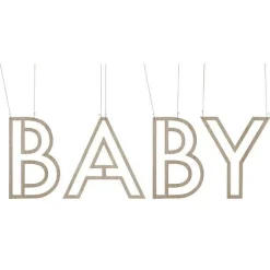Botanical 'Baby' Wooden Hanging Decoration<Party Delights Clearance