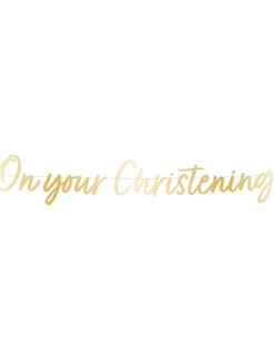 Botanical Celebration 'On Your Christening' Paper Banner - 1.6M<Party Delights Clearance