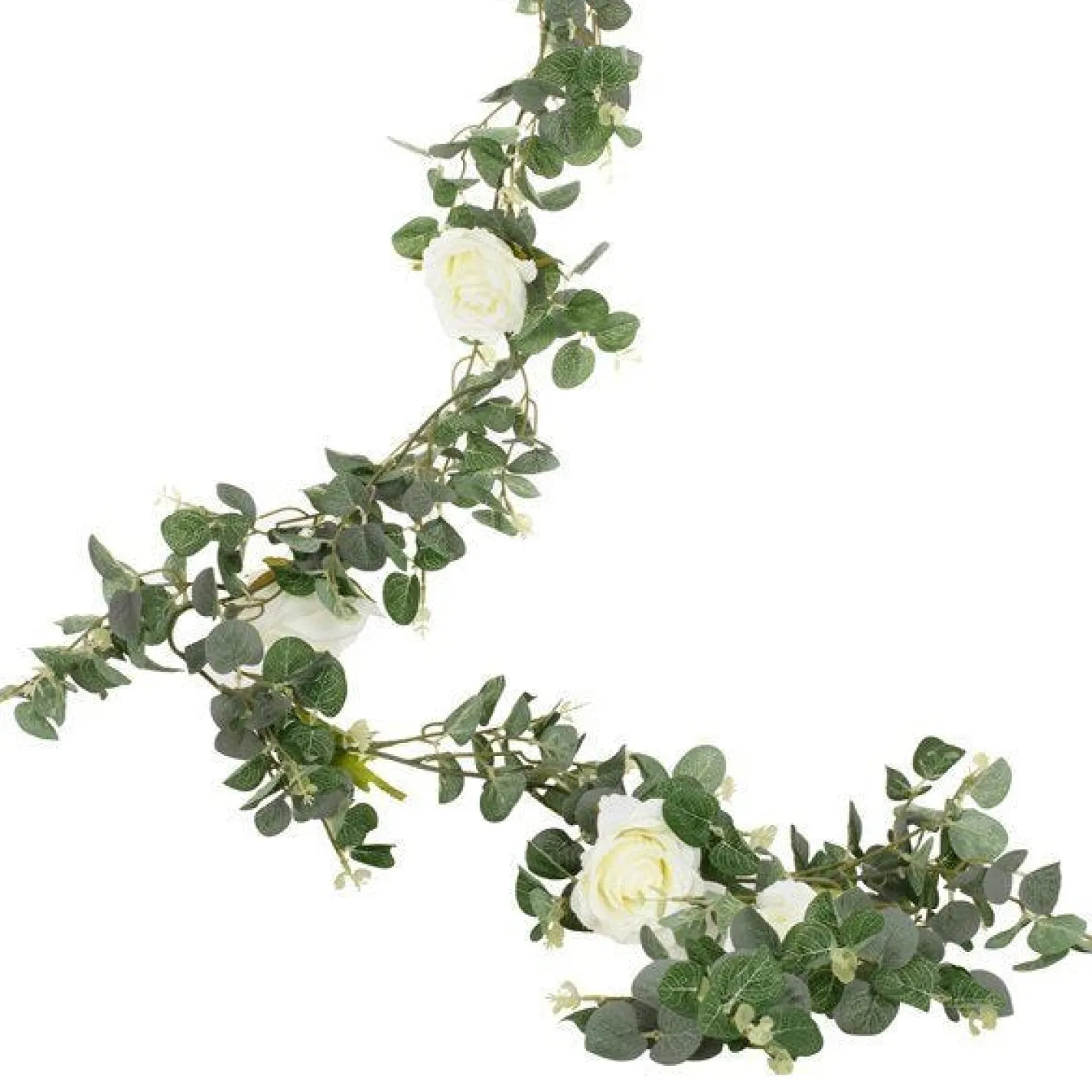 Botanical Wedding Eucalyptus & White Rose Garland - 1.8M<Party Delights New