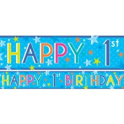 Boys 1St Birthday Paper Banners - 1M (3Pk)<Party Delights Clearance