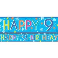 Boys 9Th Birthday Paper Banners - 1M (3Pk)<Party Delights