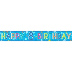 Boys 8Th Birthday Paper Banners - 1M (3Pk)<Party Delights New