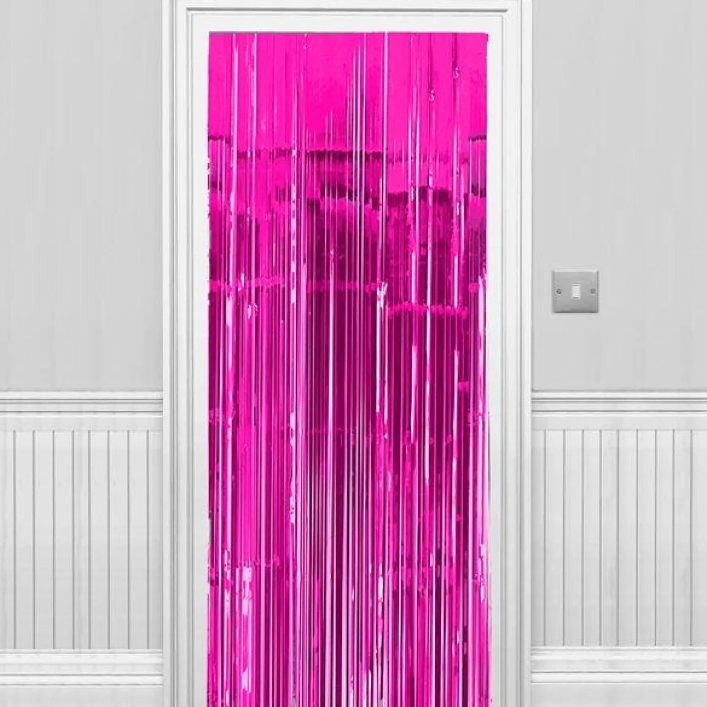 Bright Pink Foil Curtain - 2.4M<Party Delights