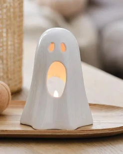 Party Delights Halloween Home Decor<Ceramic Ghost Tea Light Holder