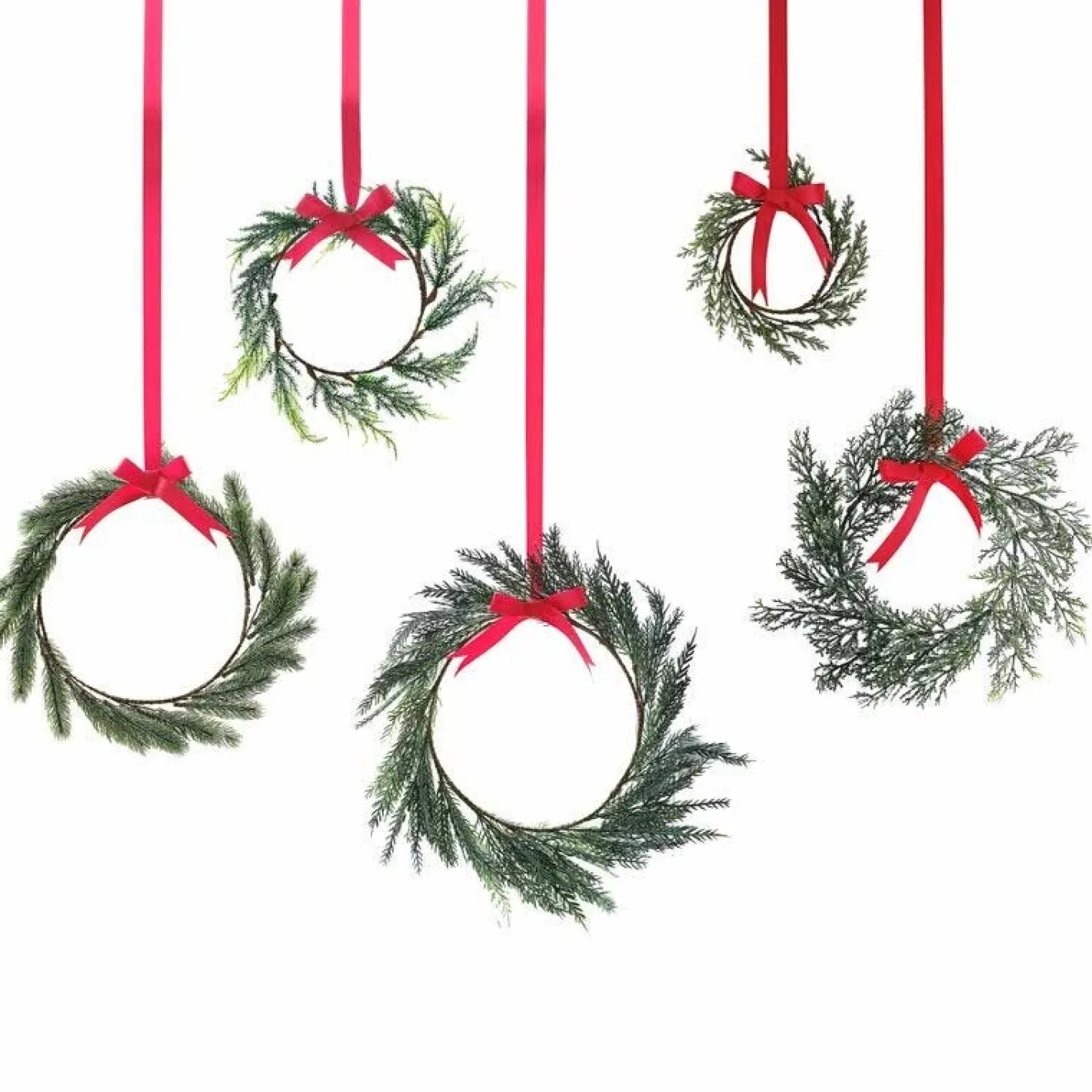 Christmas Foliage Wreath Hanging Decorations (5Pk)<Party Delights Best
